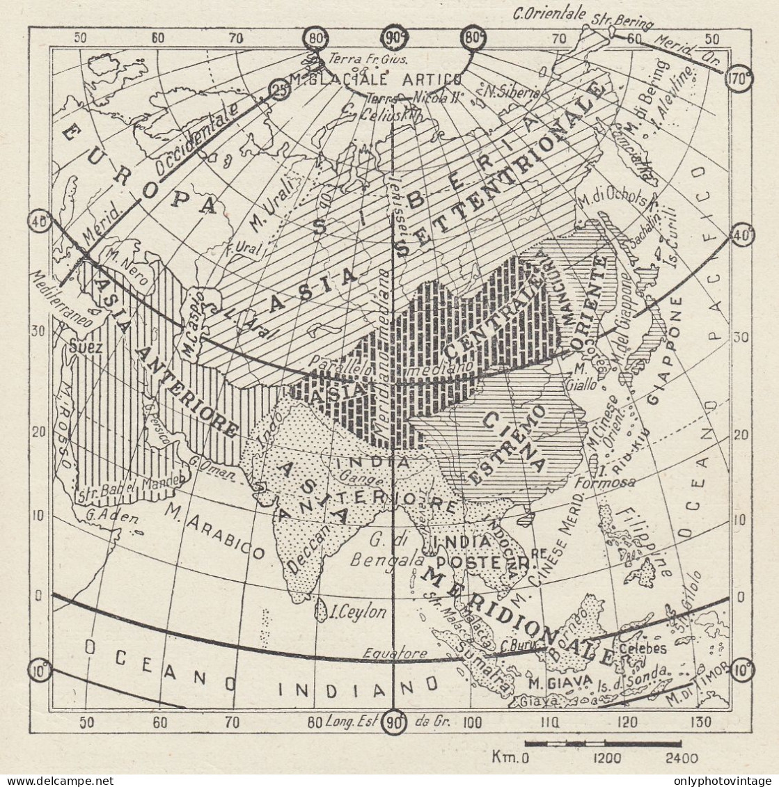 Limiti E Divisione Dell'Asia - Mappa D'epoca - 1936 Vintage Map - Carte Geographique