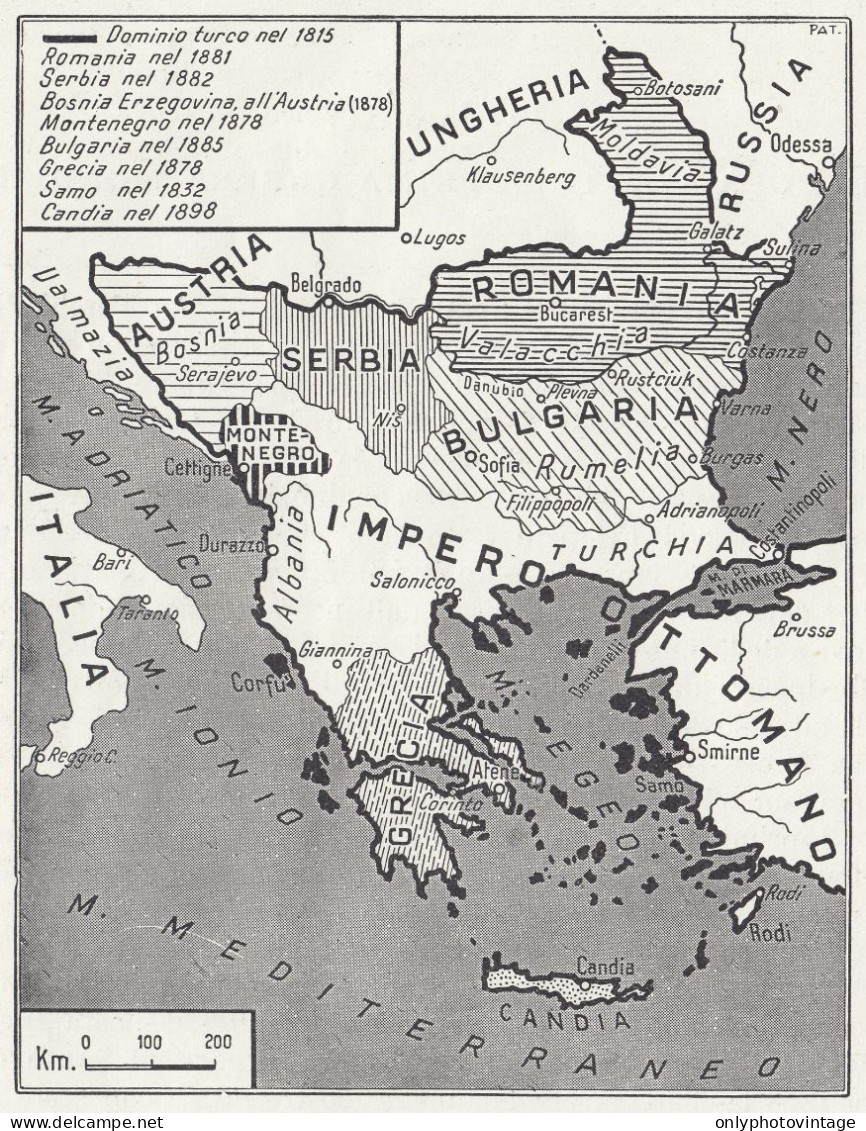 Progressiva Formazione Degli Stati Balcanici - Mappa D'epoca - 1953 Map - Geographical Maps