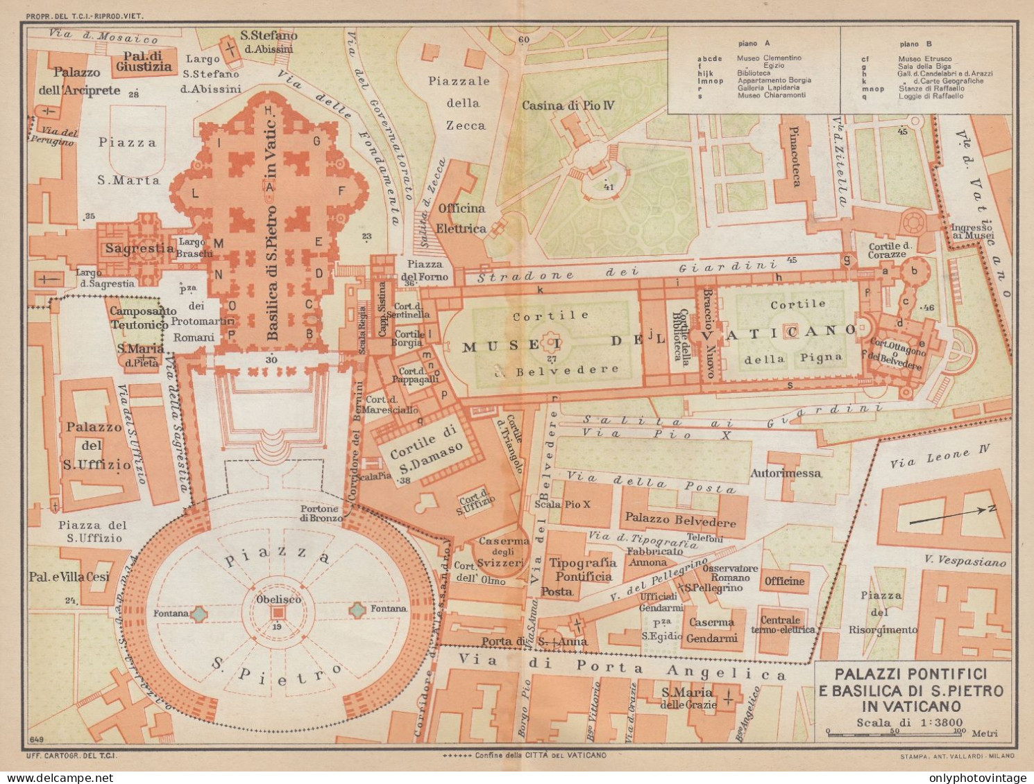 Roma, Palazzi Pontifici Basilica S. Pietro In Vaticano, Carta Geografica - Carte Geographique