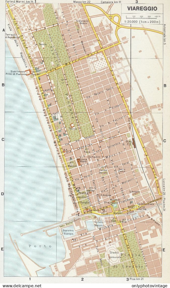 Viareggio, Pianta Della Città, Mappa Epoca, Vintage Map - Geographical Maps