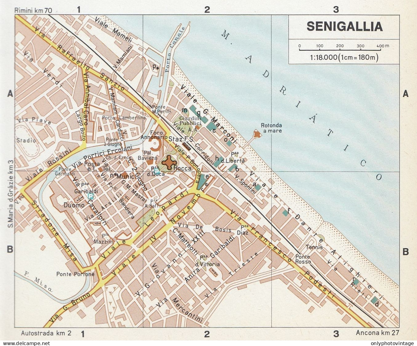 Senigallia, Pianta Della Città, Mappa Epoca, Vintage Map - Landkarten