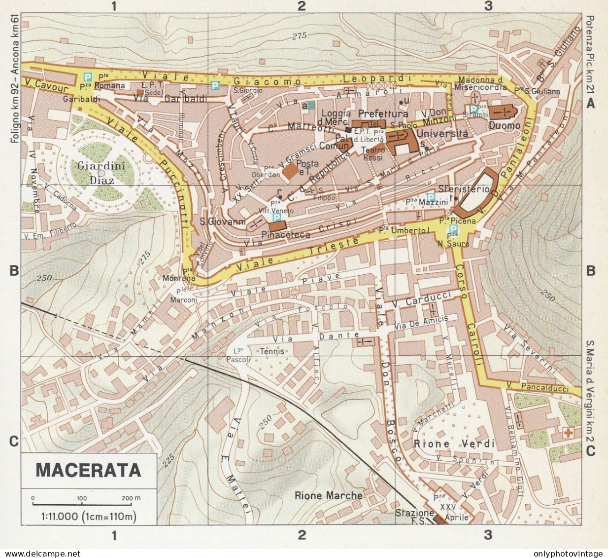 Macerata, Pianta Della Città, Mappa Epoca, Vintage Map - Geographical Maps