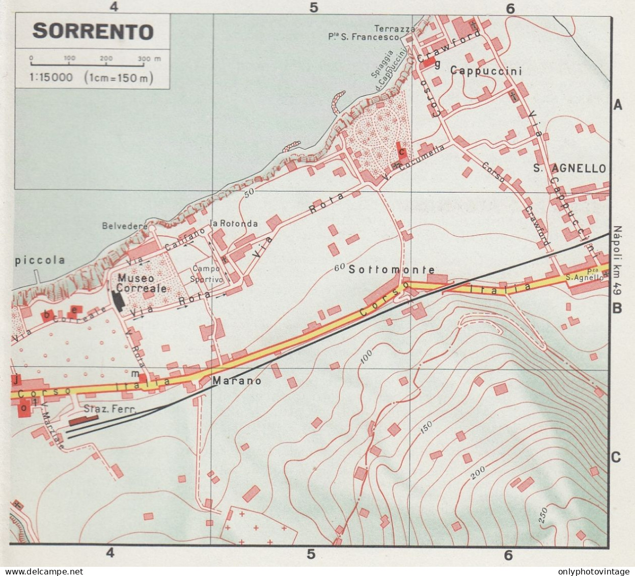 Sorrento, Pianta Della Città, Mappa Epoca, Vintage Map - Geographical Maps