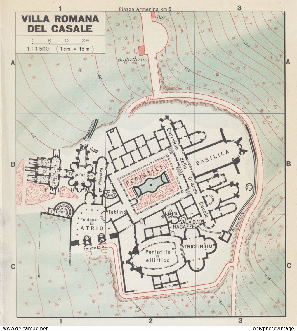 Villa Romana Del Casale, Pianta Della Città, Mappa Epoca, Vintage Map - Cartes Géographiques