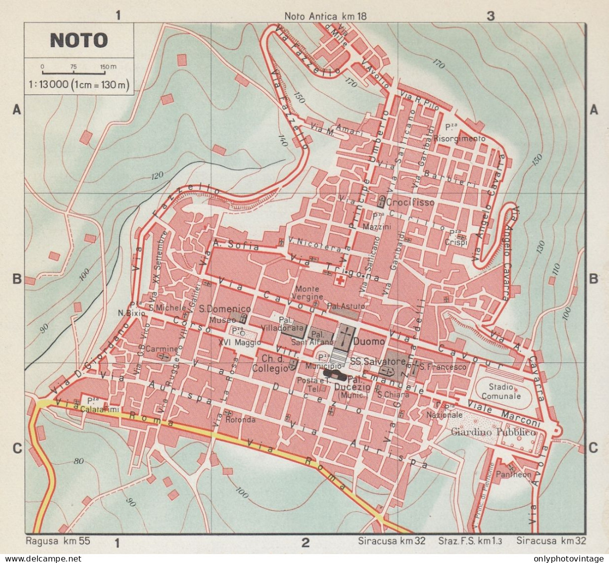 Noto, Pianta Della Città, Mappa Epoca, Vintage Map - Mapas Geográficas
