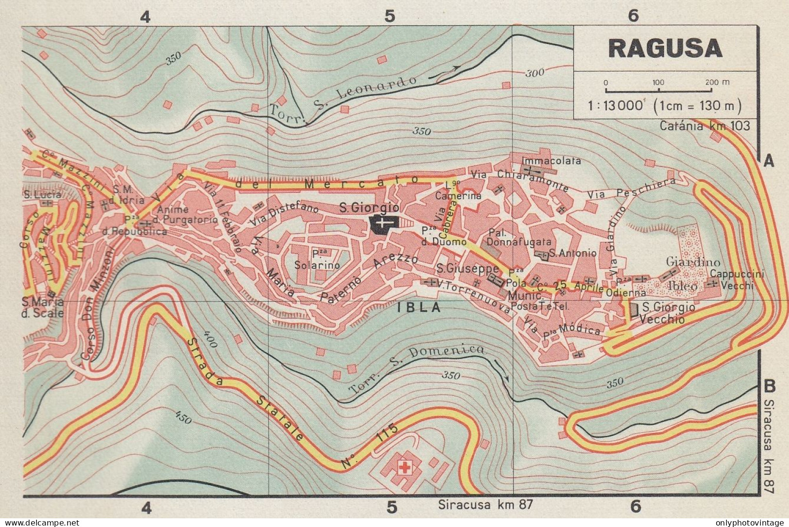 Ragusa, Pianta Della Città, Mappa Epoca, Vintage Map - Geographical Maps