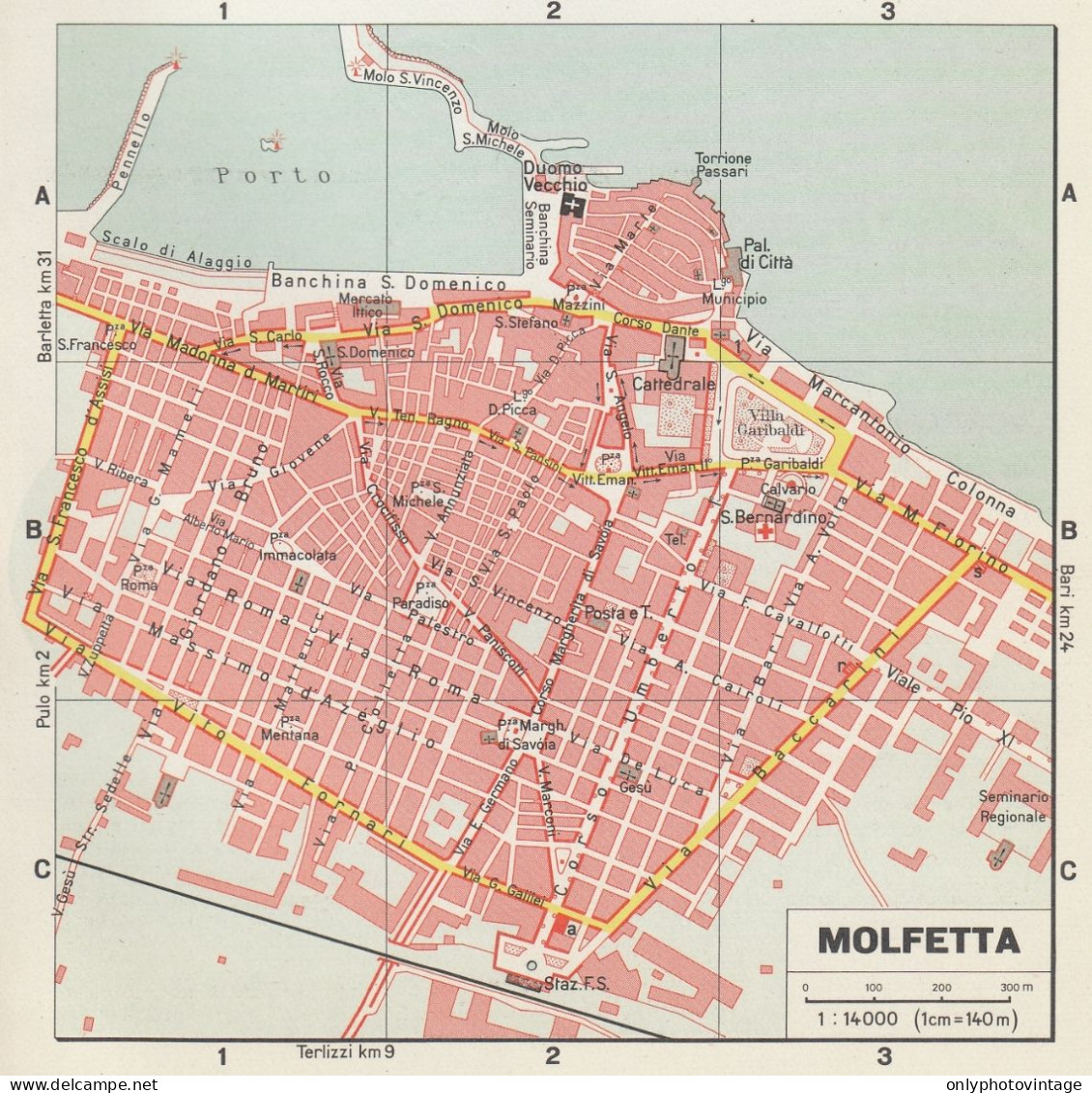 Molfetta, Pianta Della Città, Mappa Epoca, Vintage Map - Cartes Géographiques