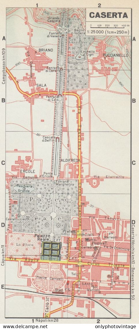 Caserta, Pianta Della Città, Mappa Epoca, Vintage Map - Cartes Géographiques