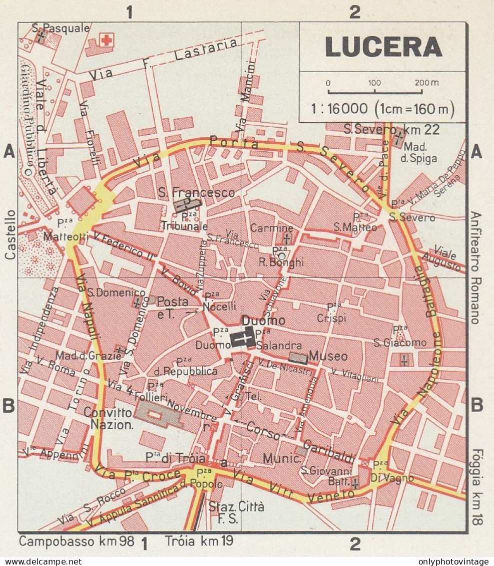 Lucera, Pianta Della Città, Mappa Epoca, Vintage Map - Geographical Maps