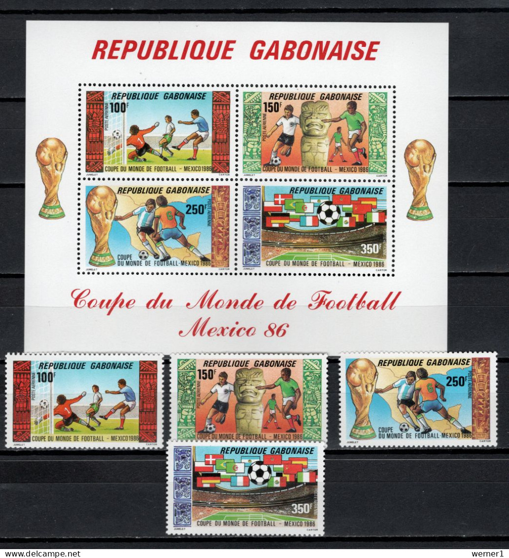 Gabon 1986 Football Soccer World Cup Set Of 4 + S/s MNH - 1986 – Mexico