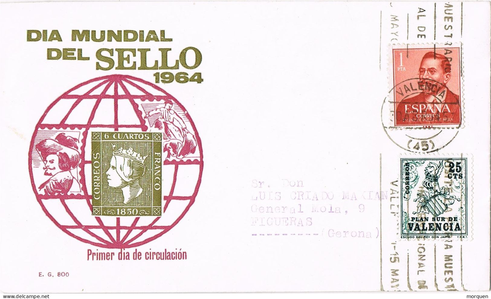54980. Carta VALENCIA 1964. Sello Plan Sur - Covers & Documents