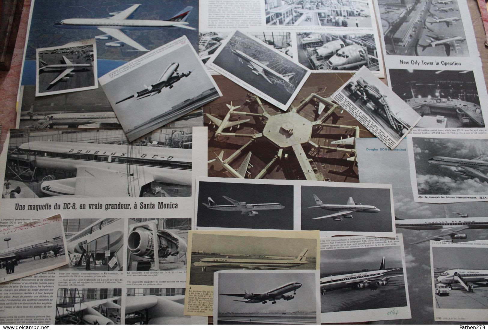 Lot De 587g D'anciennes Coupures De Presse Et Photos De L'aéronef Américain Douglas DC-8 - Luchtvaart