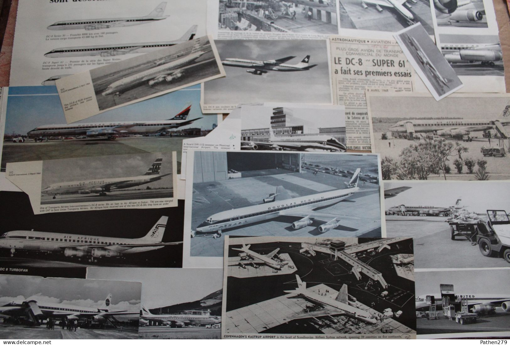 Lot De 587g D'anciennes Coupures De Presse Et Photos De L'aéronef Américain Douglas DC-8 - Luchtvaart