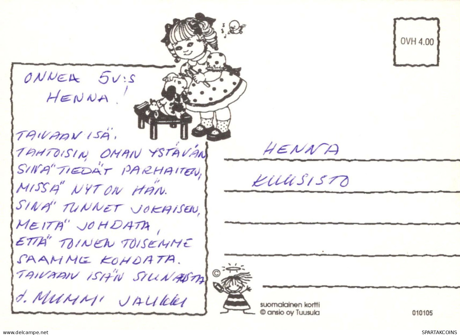 FELIZ CUMPLEAÑOS 5 Año De Edad CHICA NIÑOS Vintage Tarjeta Postal CPSM #PBU006.ES - Compleanni