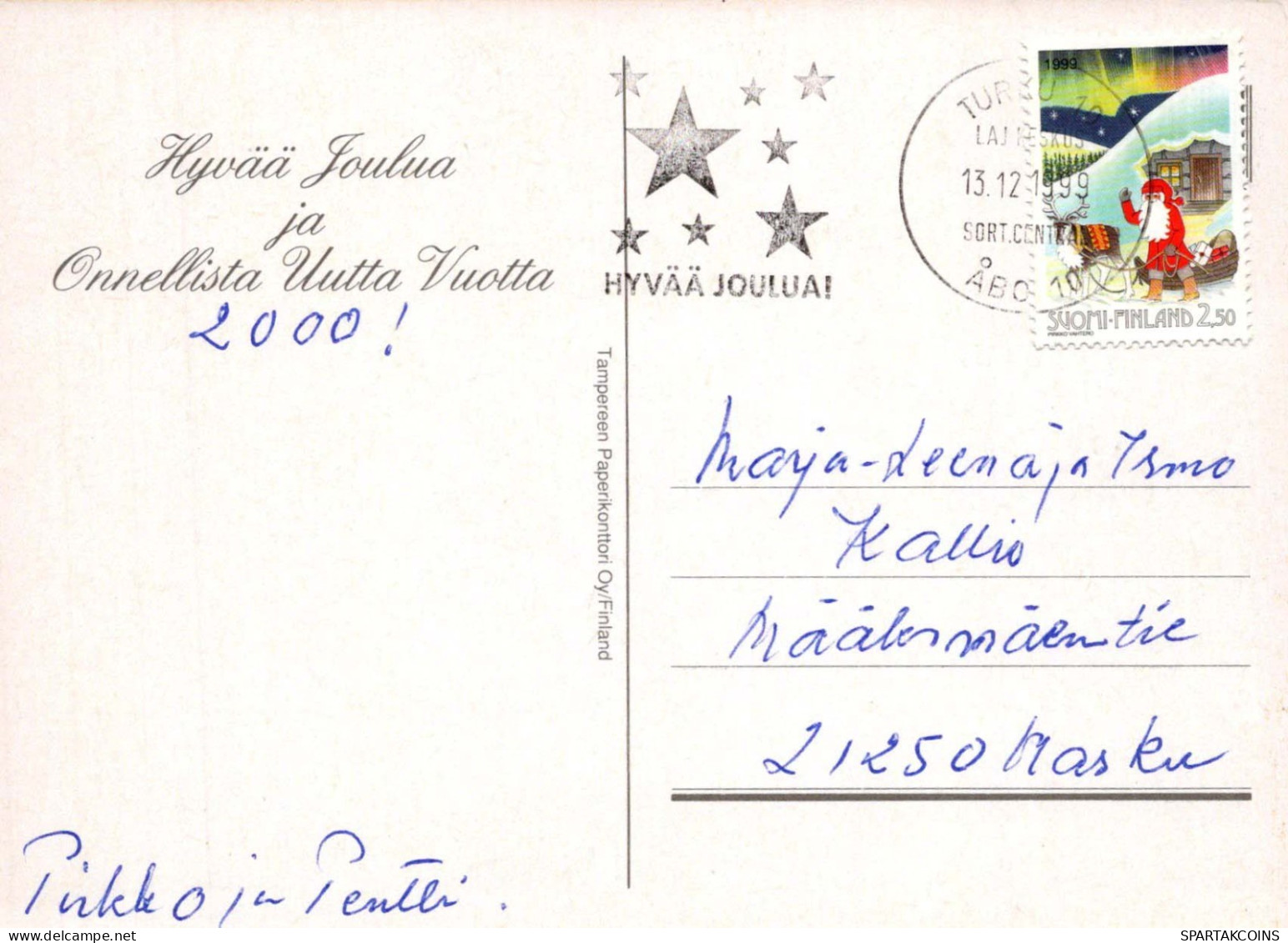 PAPÁ NOEL Feliz Año Navidad Vintage Tarjeta Postal CPSM #PBL261.ES - Santa Claus
