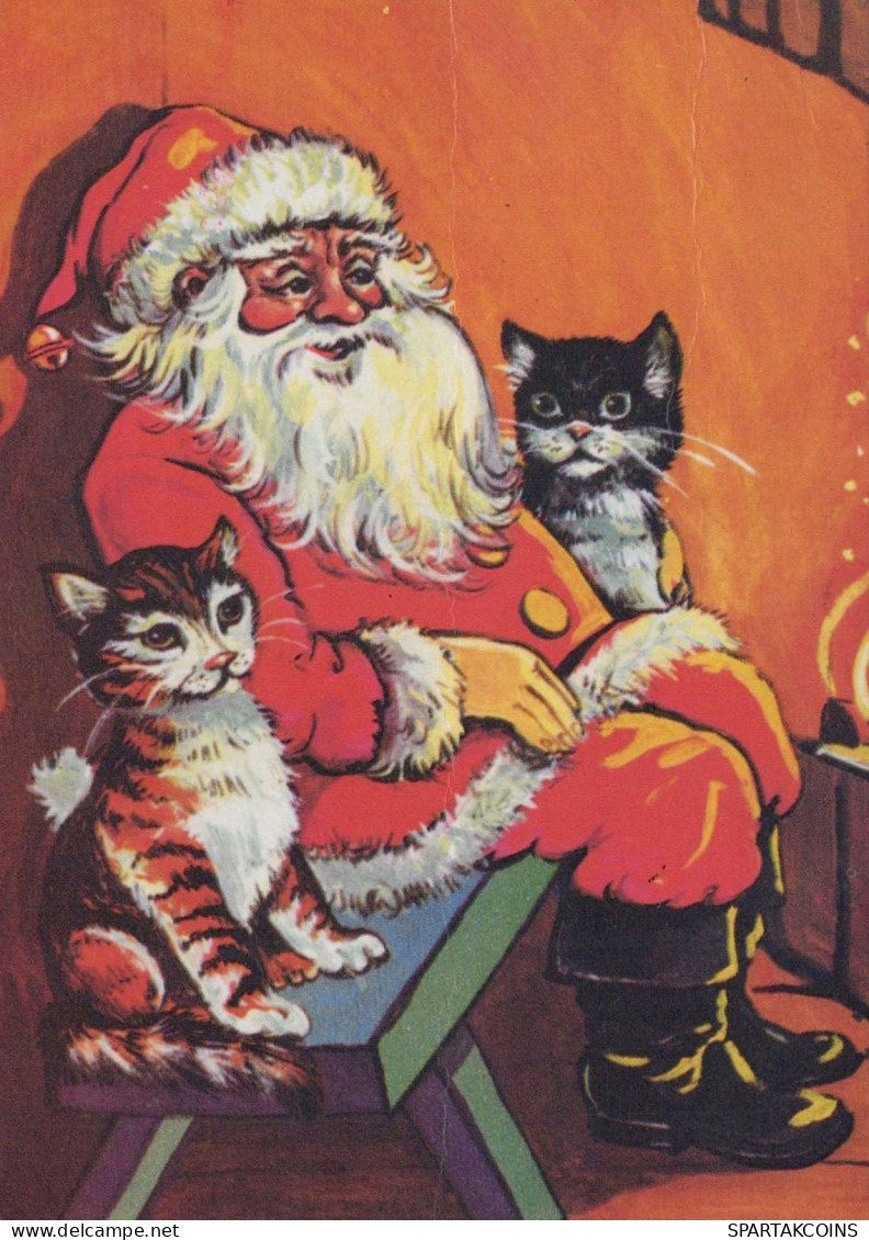 PAPÁ NOEL Feliz Año Navidad Vintage Tarjeta Postal CPSM #PBL197.ES - Santa Claus