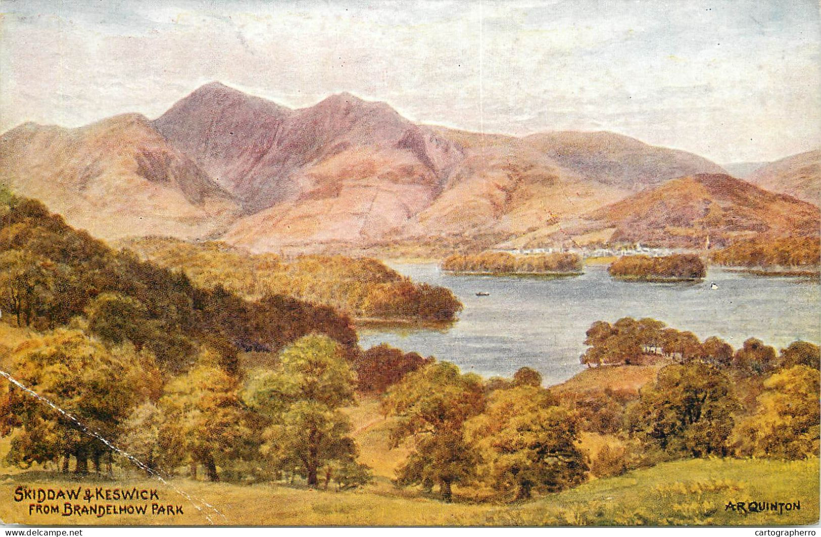 England Skiddaw & Keswick From Brandelmow Park A.R Quinton Signed Artwork - Quinton, AR