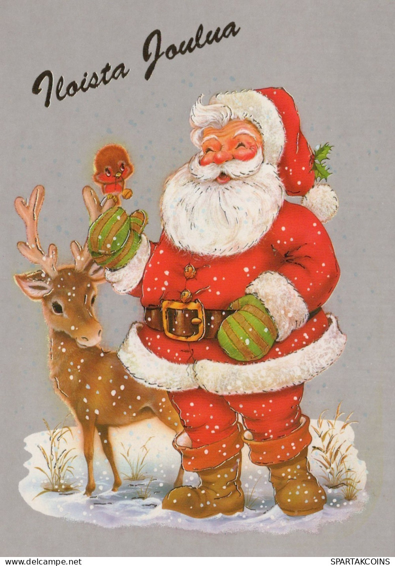 PÈRE NOËL Animaux NOËL Fêtes Voeux Vintage Carte Postale CPSM #PAK529.FR - Santa Claus