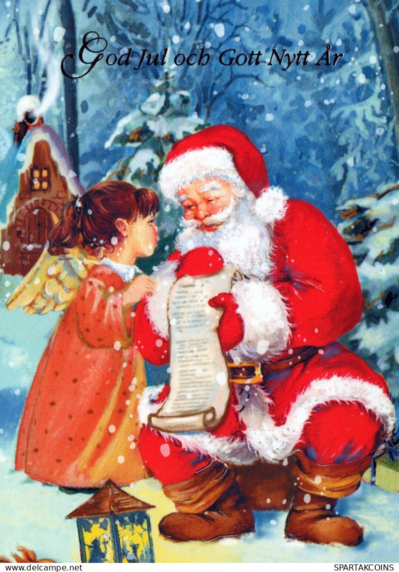 PÈRE NOËL ANGES NOËL Vintage Carte Postale CPSM #PAK100.FR - Santa Claus