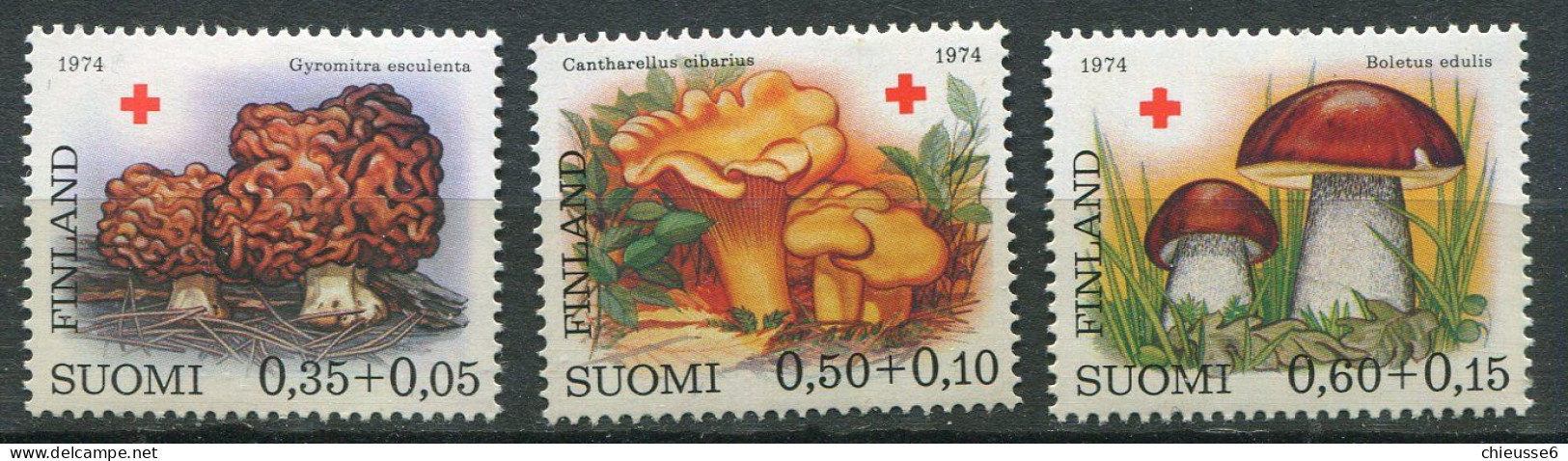 Finlande  ** N° 717 à 719 - Champignons - Croix Rouge - Unused Stamps
