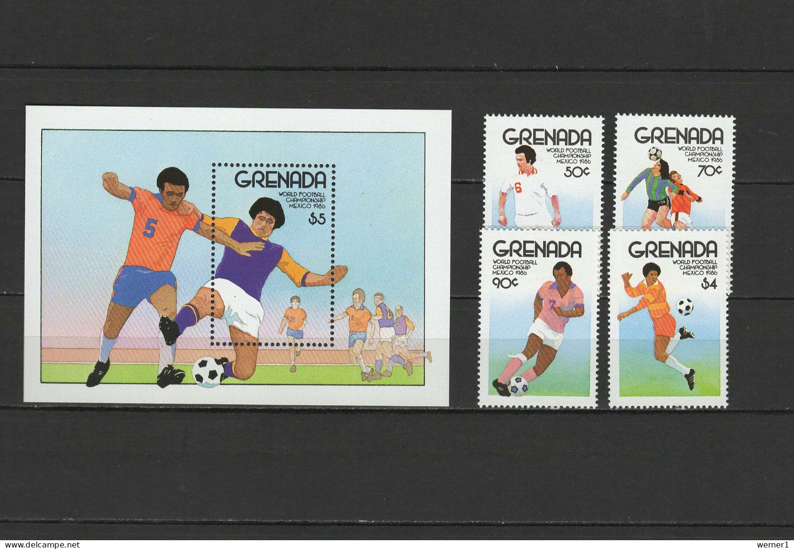 Grenada 1986 Football Soccer World Cup Set Of 4 + S/s MNH - 1986 – Mexique