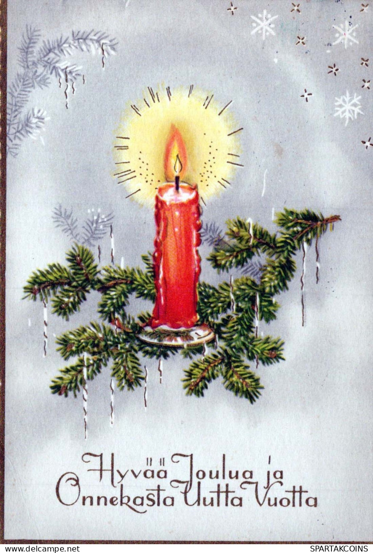 Happy New Year Christmas CANDLE Vintage Postcard CPSMPF #PKD005.GB - Neujahr