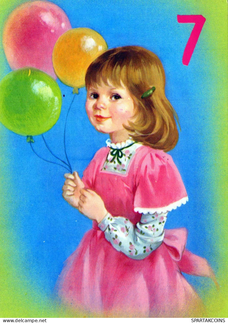 HAPPY BIRTHDAY 7 Year Old GIRL CHILDREN Vintage Postal CPSM #PBT821.GB - Cumpleaños