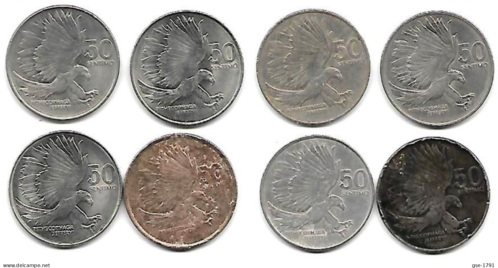 PHILIPPINES  Réforme Coinage, 50 Sentimos  Aigle,Del Pilar,  KM 242.1 ,série Copmlète De 8 Monnaies - Philippines