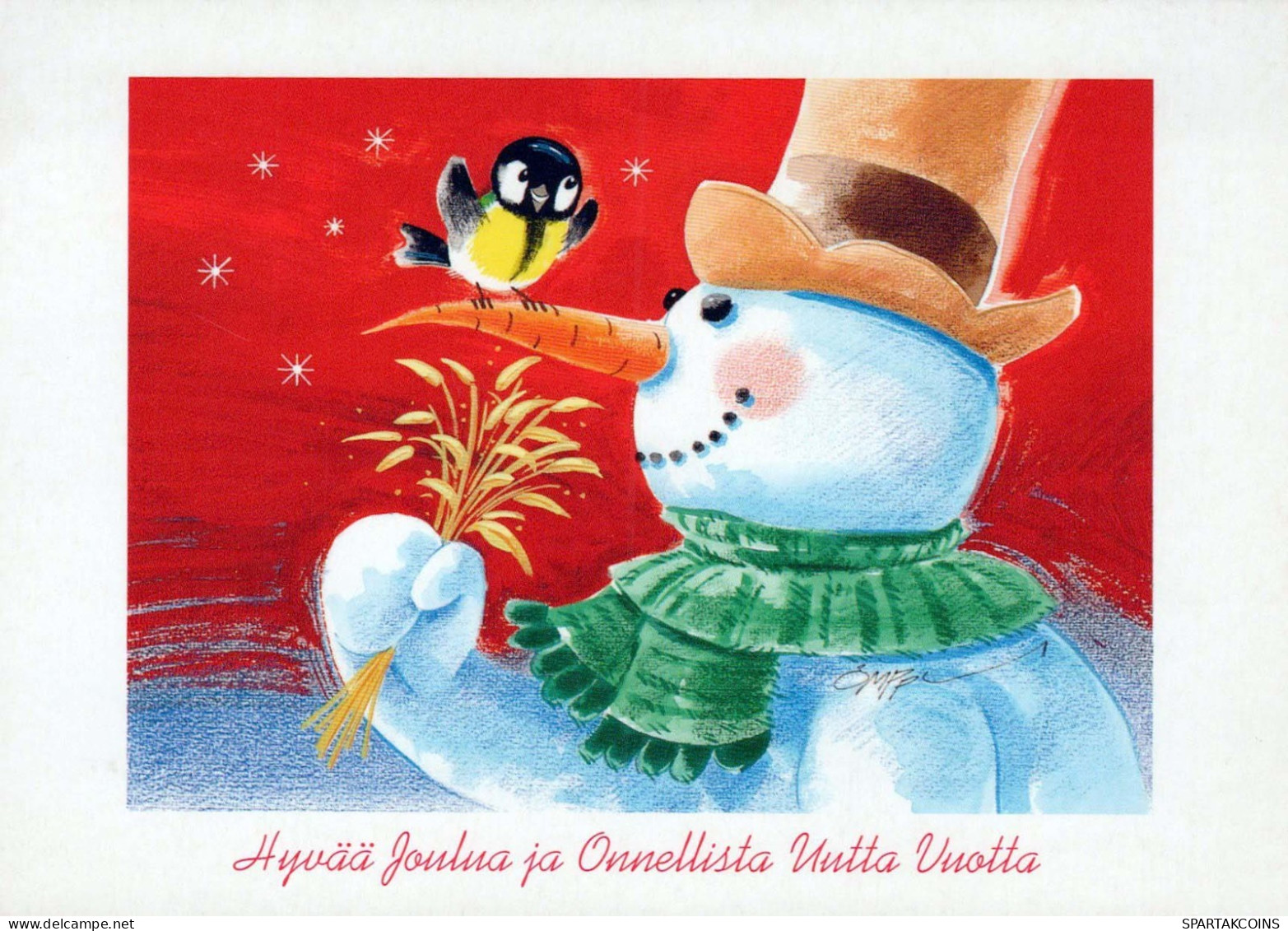 Happy New Year Christmas SNOWMAN Vintage Postcard CPSM #PBM556.GB - New Year