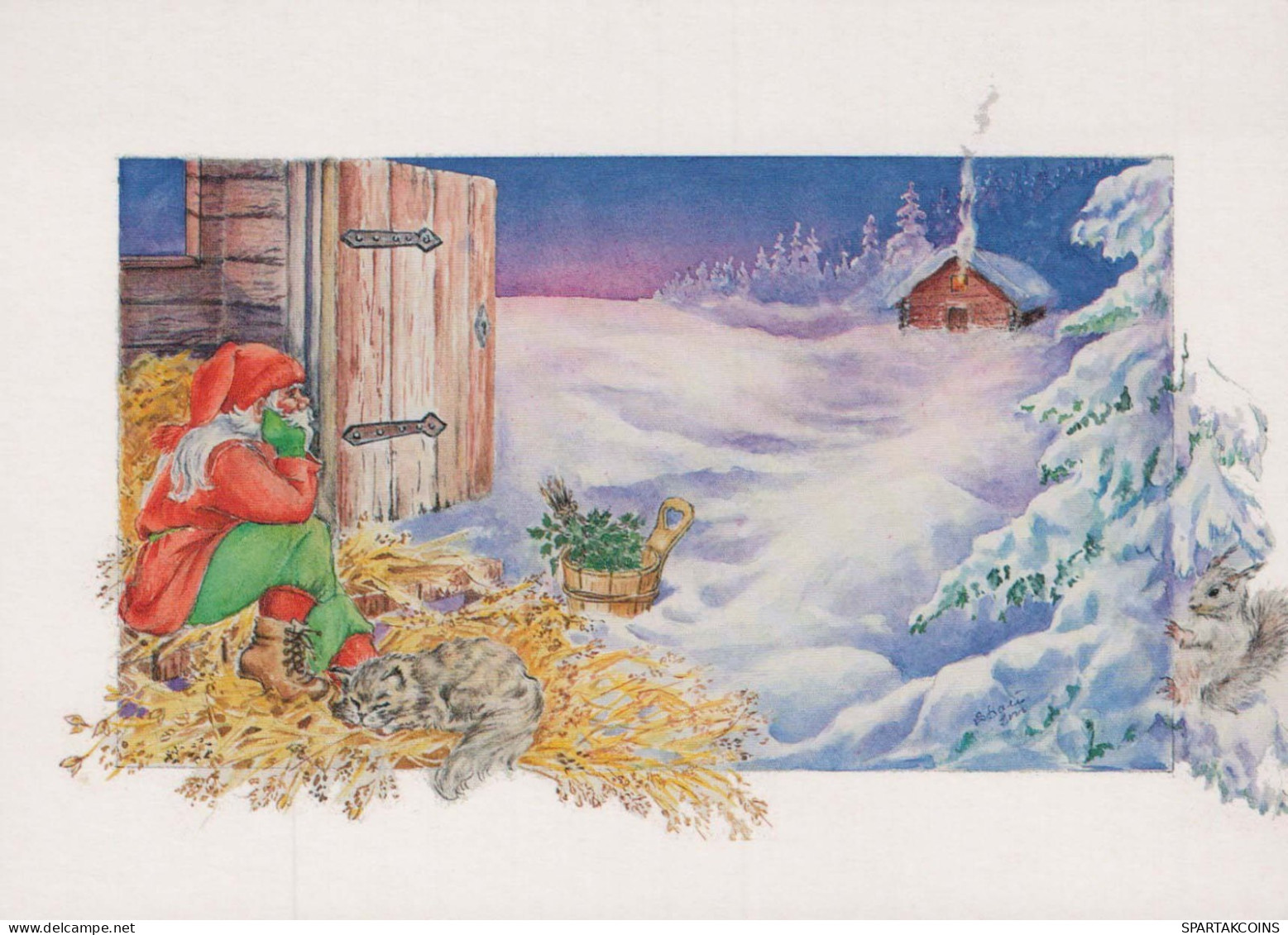 Happy New Year Christmas GNOME Vintage Postcard CPSM #PAY978.GB - Año Nuevo