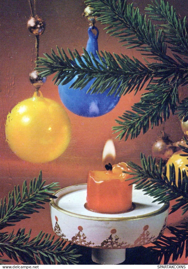 Happy New Year Christmas CANDLE Vintage Postcard CPSM #PAV469.GB - New Year