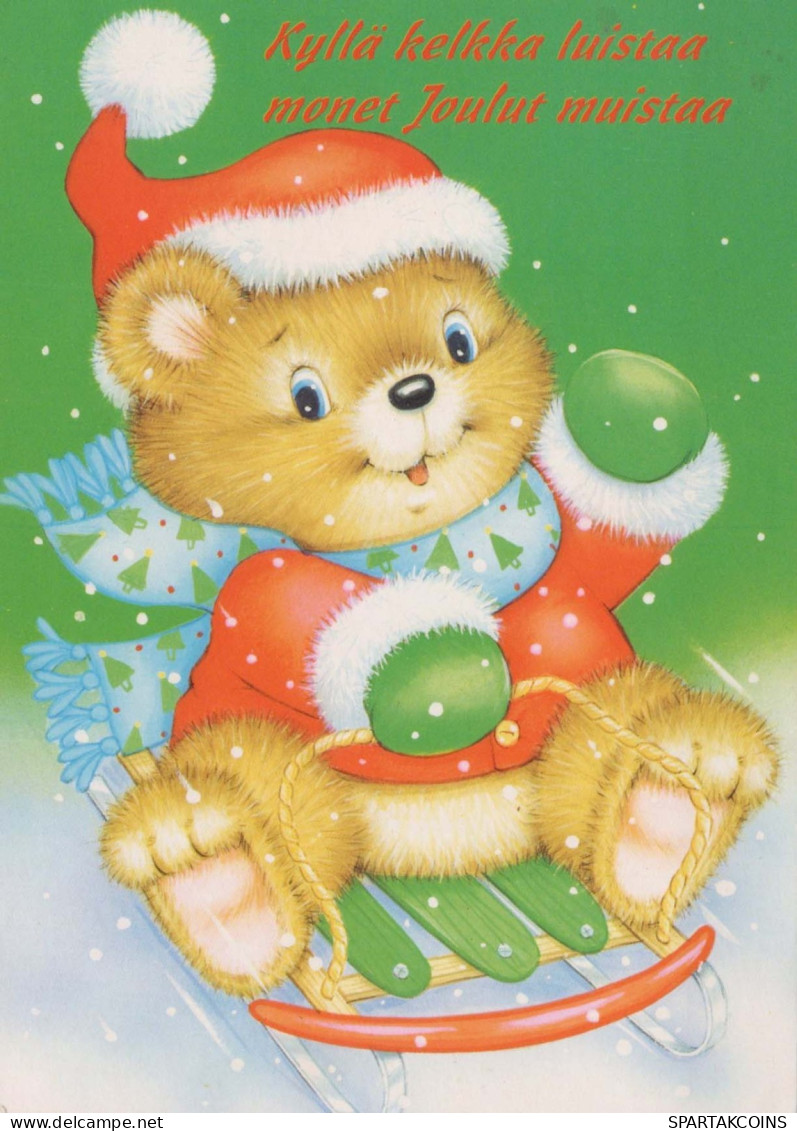 Happy New Year Christmas TEDDY BEAR Vintage Postcard CPSM #PAU622.GB - Nieuwjaar