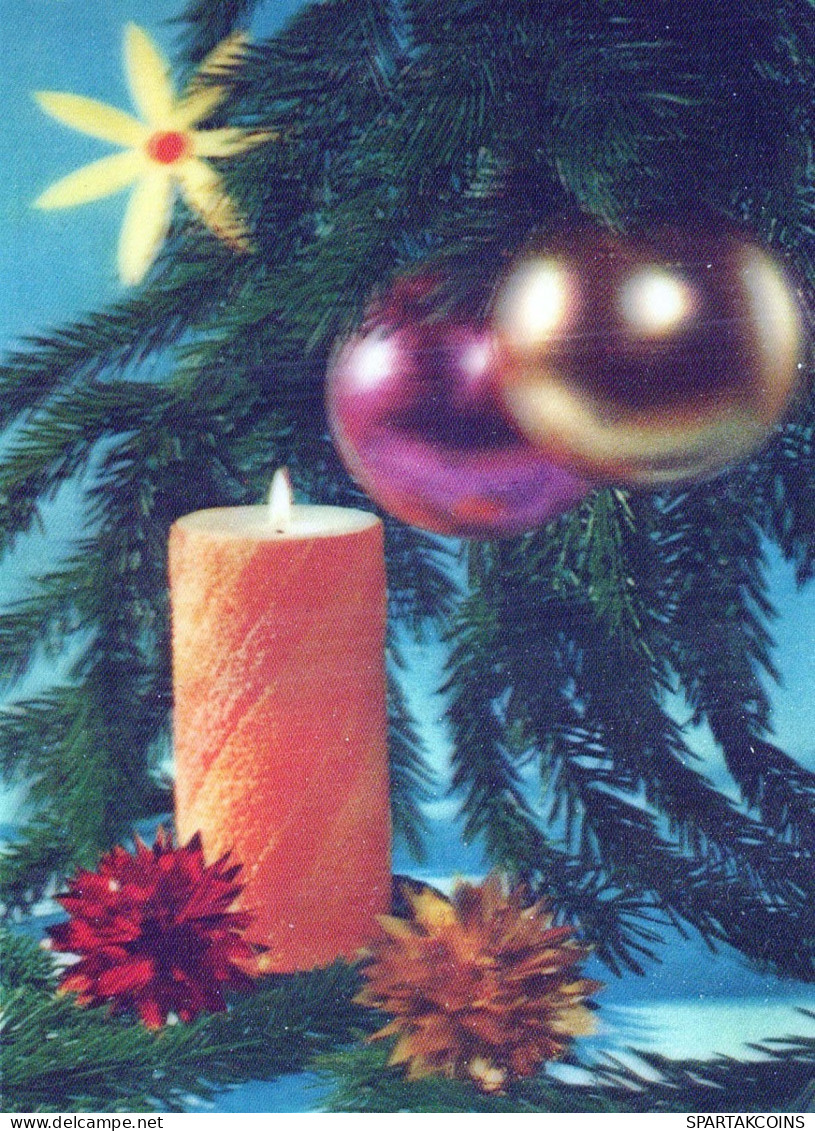 Neujahr Weihnachten KERZE LENTICULAR 3D Vintage Ansichtskarte Postkarte CPSM #PAZ049.DE - Nieuwjaar