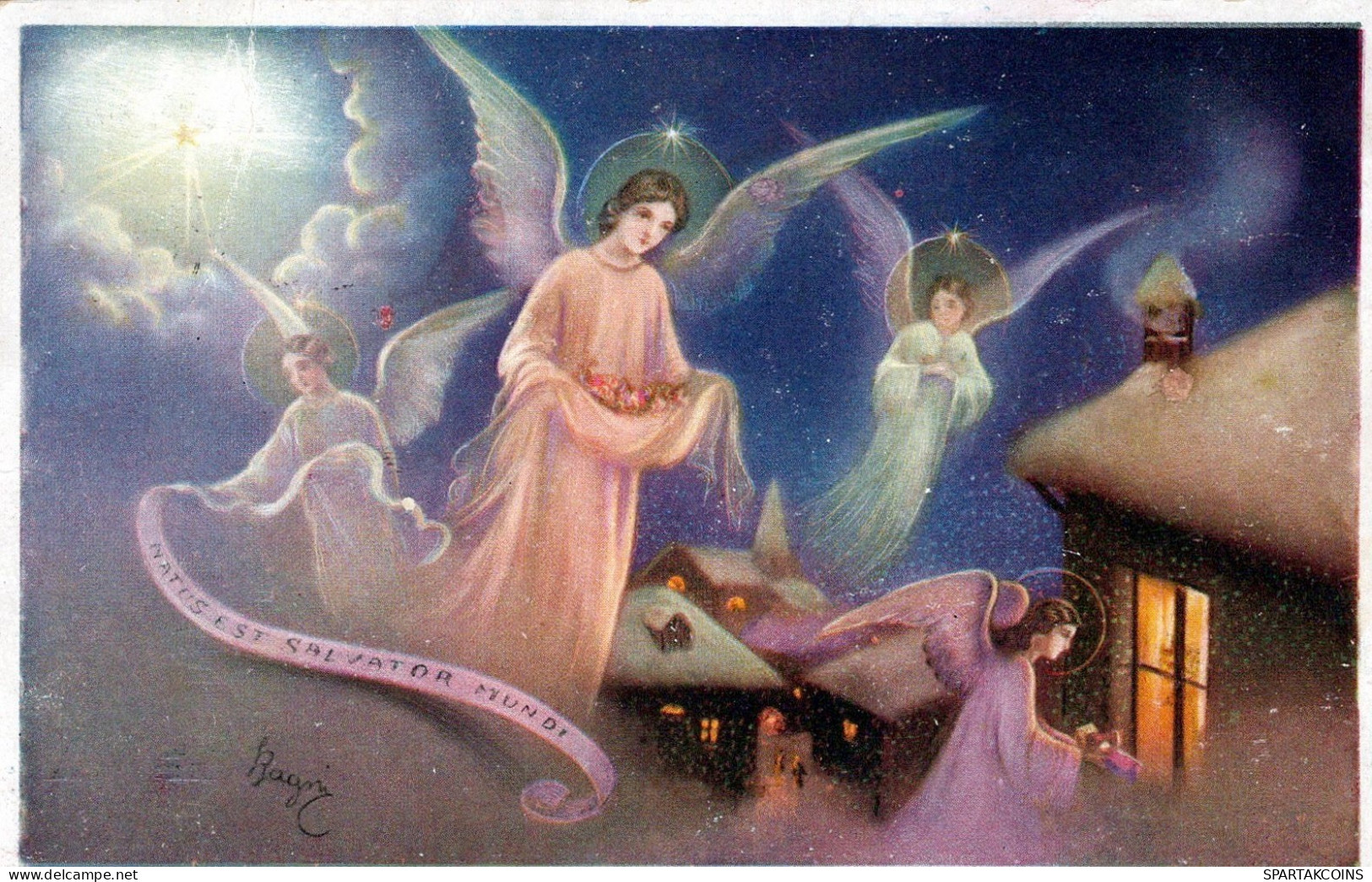 ANGEL CHRISTMAS Holidays Vintage Antique Old Postcard CPA #PAG640.GB - Angeles