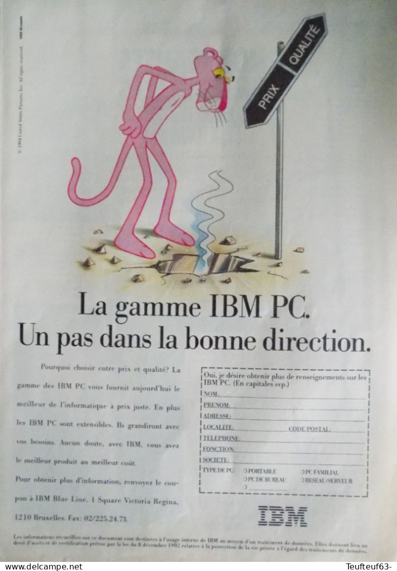 Publicité De Presse ; La Gamme IBM PC. Avec La Panthère Rose - Werbung
