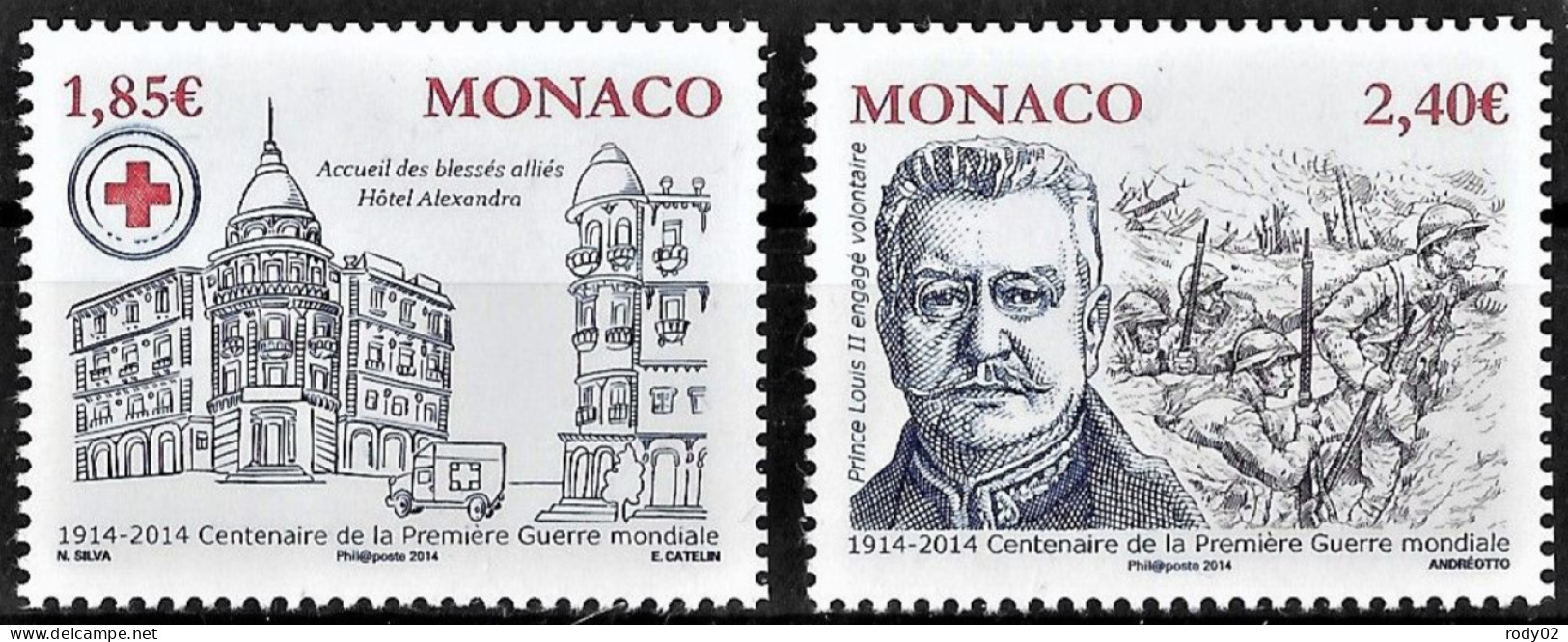 MONACO - ANNEE 2014 - CENTENAIRE DU DEBUT DE LA PREMIERE GUERRE MONDIALE - N° 2939 ET 2940 - NEUF** MNH - WW1