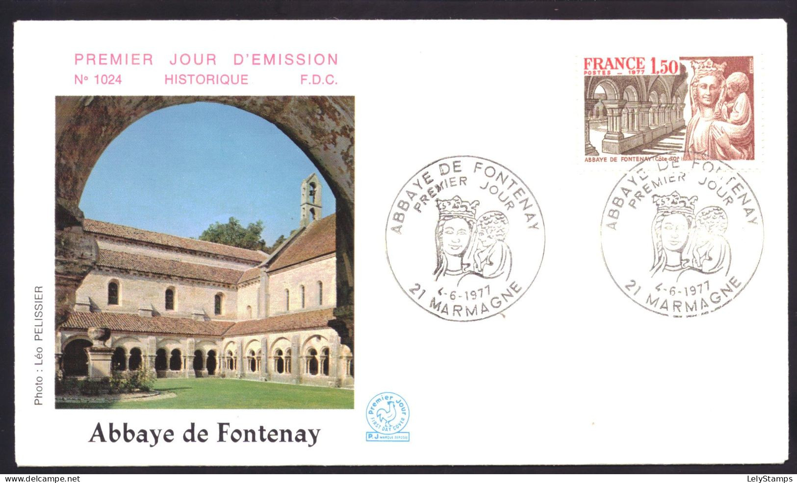Frankrijk / France / Frankreich Mi. 2034 Yv. 1938 FDC No Adress Abbaye De Fontenay (1977) - 1970-1979