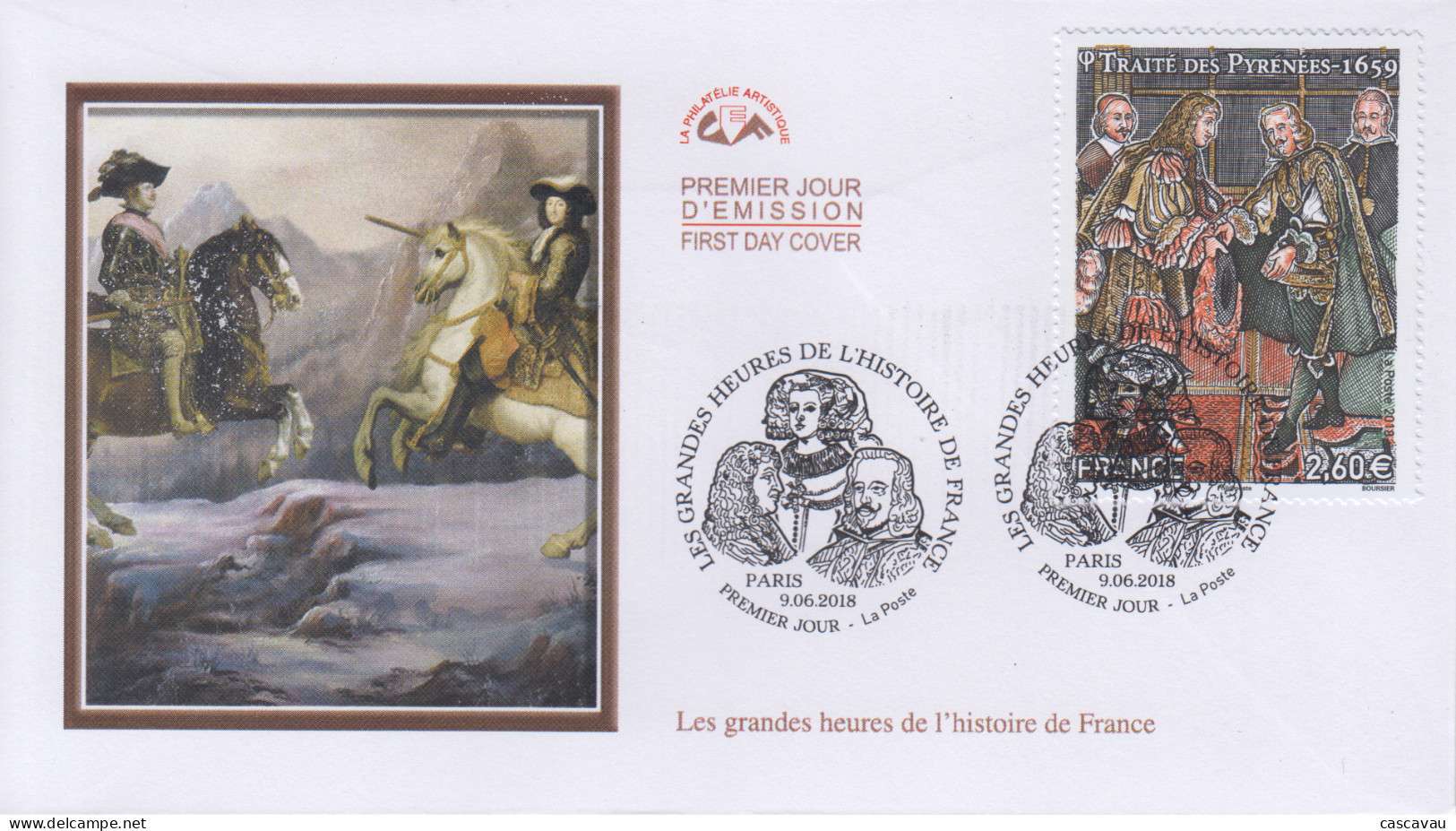 Enveloppe  FDC   1er  Jour   FRANCE    Grandes   Heures    HISTOIRE  DE  FRANCE  :  Traité  Des  Pyrénées   2018 - 2010-2019
