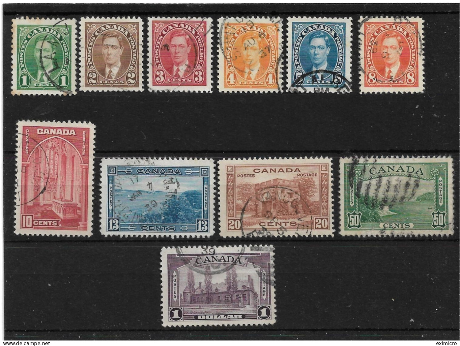 CANADA 1937 - 1938 SET SG 357/367 FINE USED Cat £40 - Used Stamps