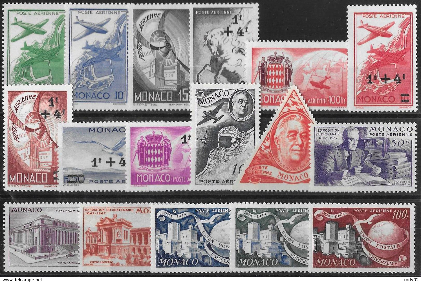 MONACO - LOT POSTES AERIENNES - NEUF** MNH - 3 SCANS - Aéreo