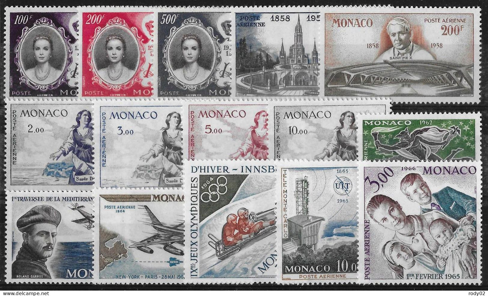 MONACO - LOT POSTES AERIENNES - NEUF** MNH - 3 SCANS - Luftfahrt