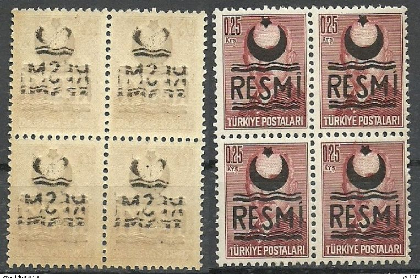 Turkey; 1956 Official Stamp 0.25 K. "Abklatsch Overprint" - Timbres De Service