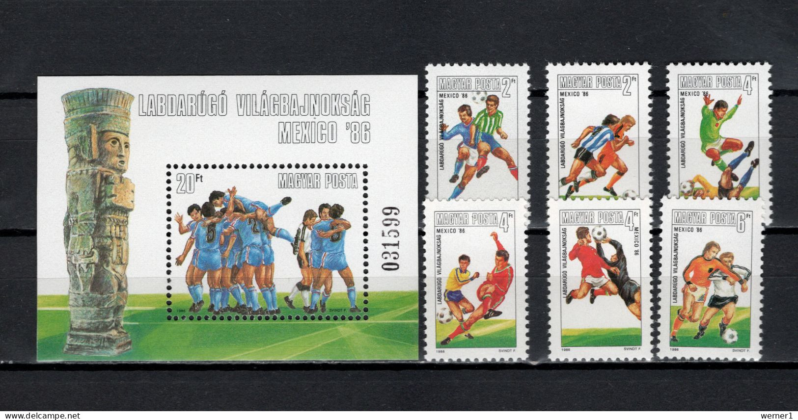 Hungary 1986 Football Soccer World Cup Set Of 6 + S/s MNH - 1986 – Mexiko