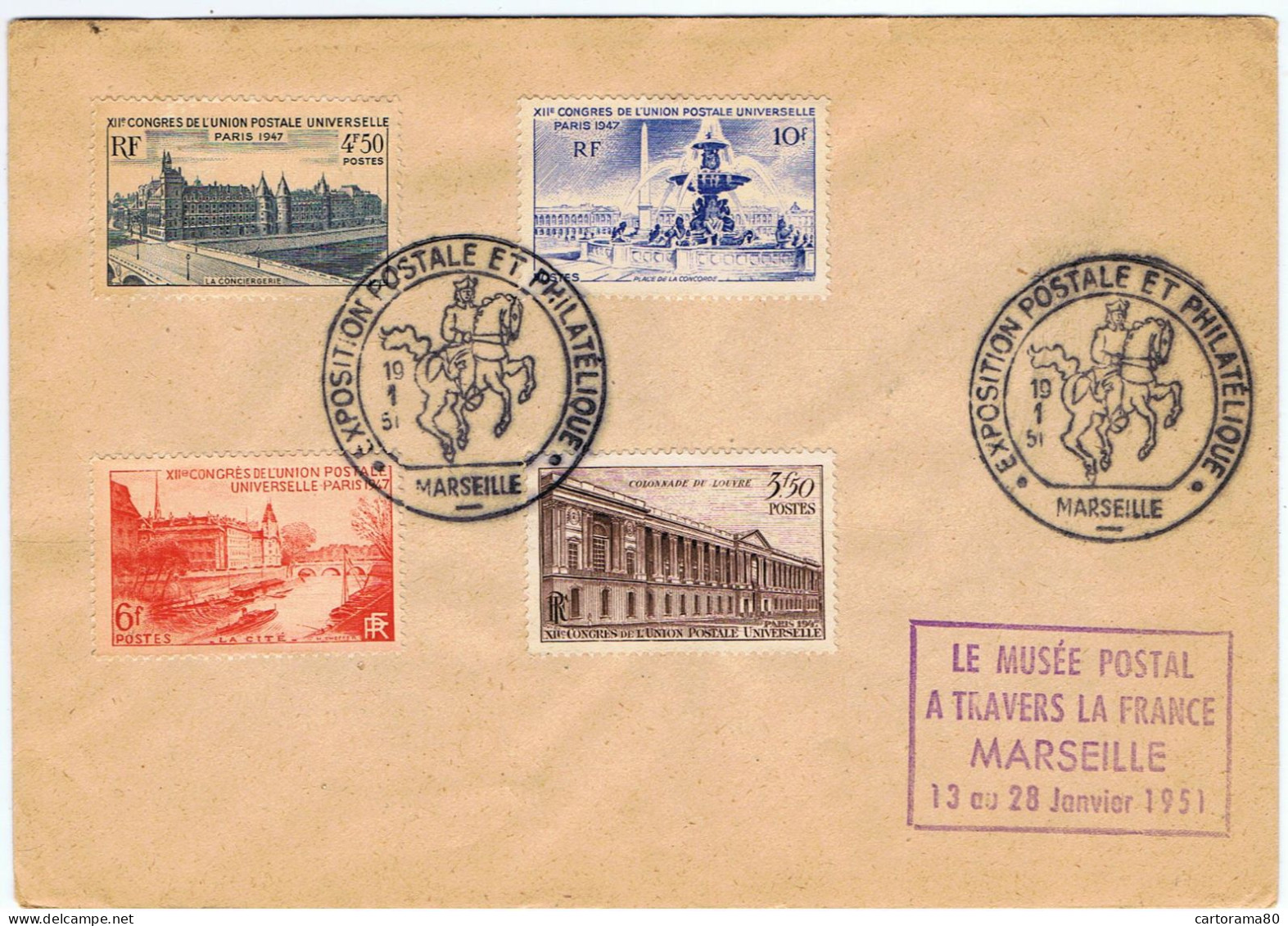 1951 / " Le Musée Postal à Travers La France " / Marseille - Cachets Commémoratifs
