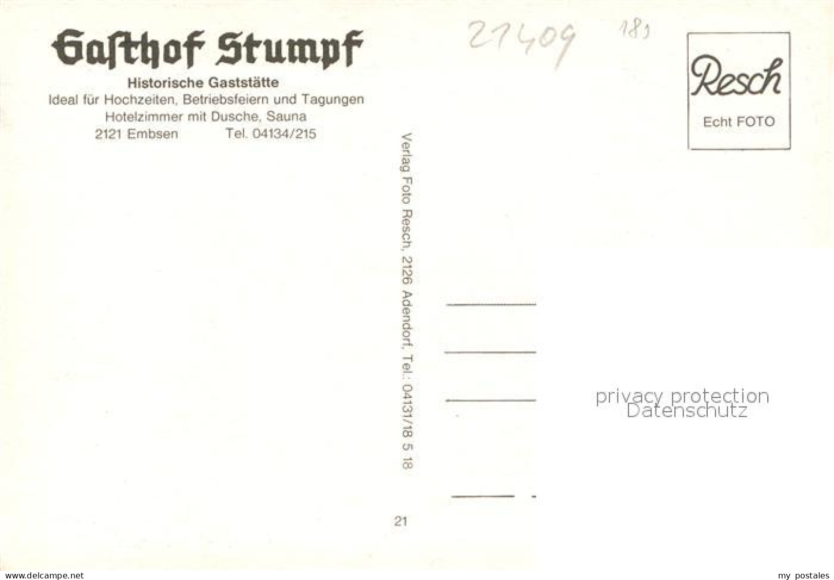 73570297 Embsen L?neburg Gasthof Stumpf   - Te Identificeren