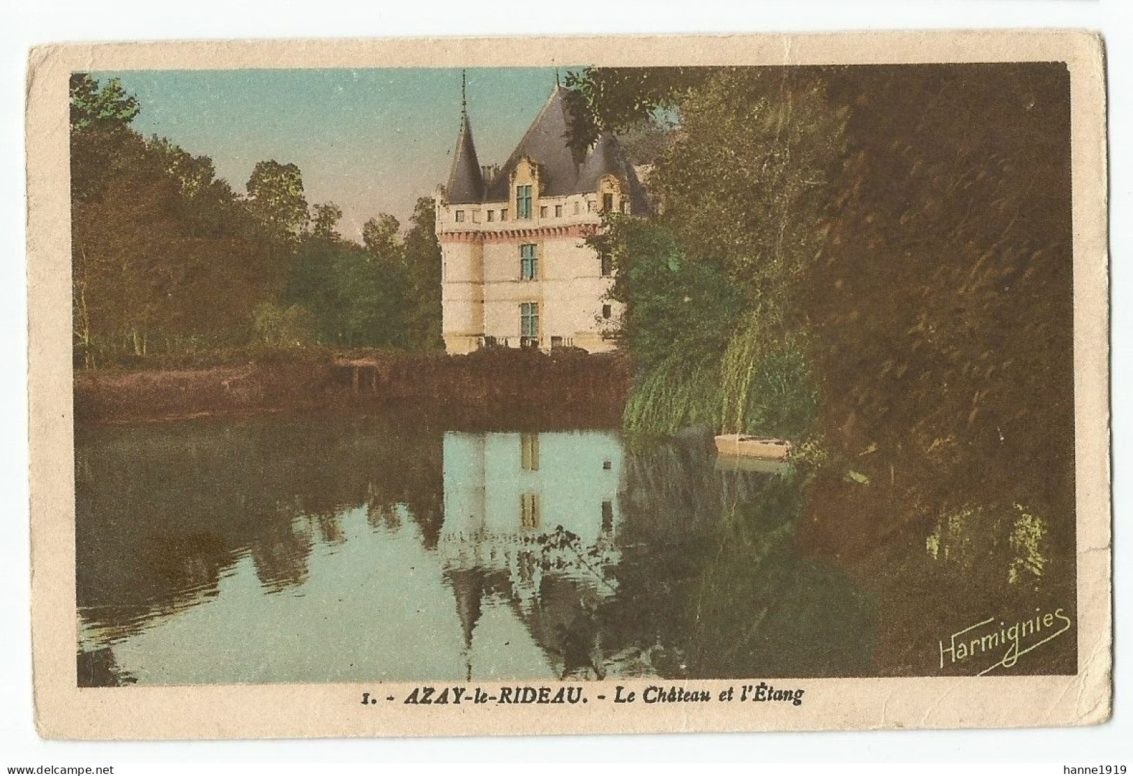 Azay Le Rideau Le Chateau Et L' Etang 1937 Indre Et Loire France Htje - Azay-le-Rideau