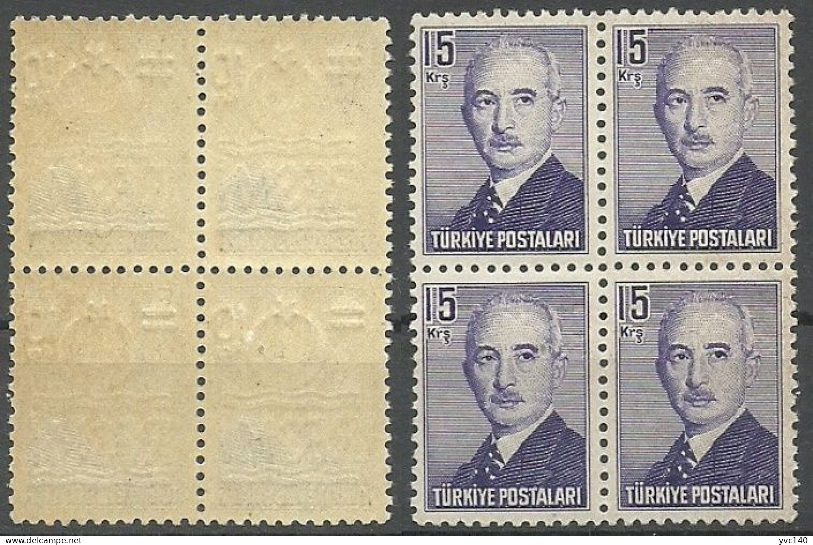 Turkey; 1956 Official Stamp 10 K. ERROR "Missing Overprint On The Front" - Dienstmarken