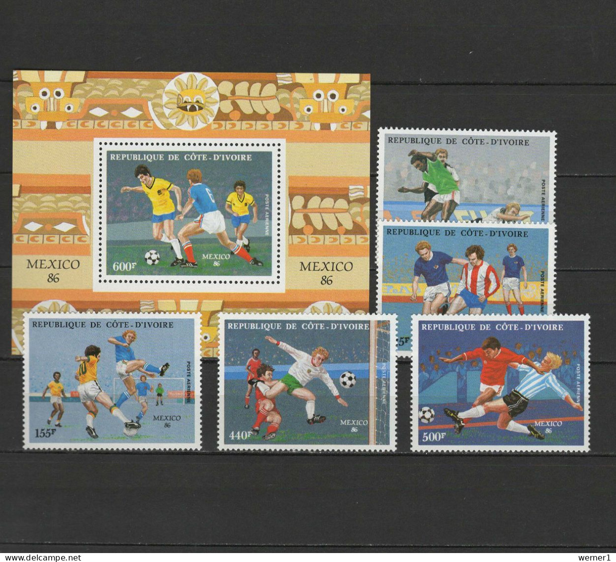 Ivory Coast 1986 Football Soccer World Cup Set Of 5 + S/s MNH - 1986 – Messico