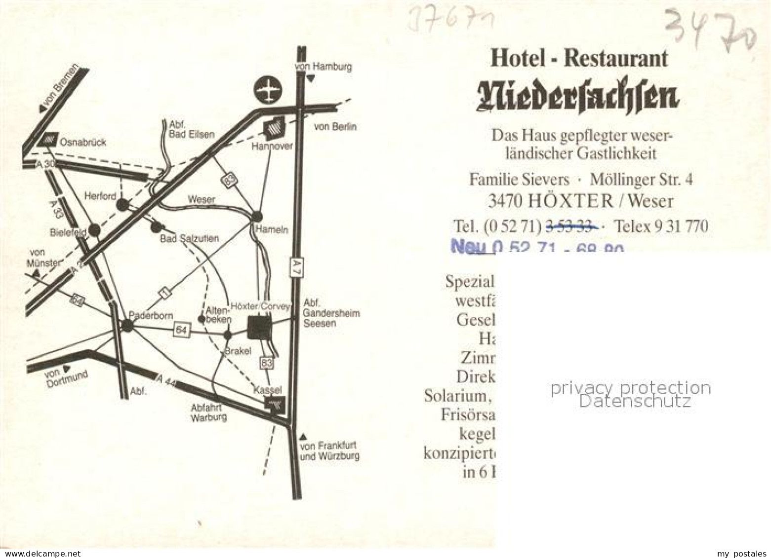 73569300 H?xter Weser Hotel-Restaurant Niedersachsen   - Zu Identifizieren