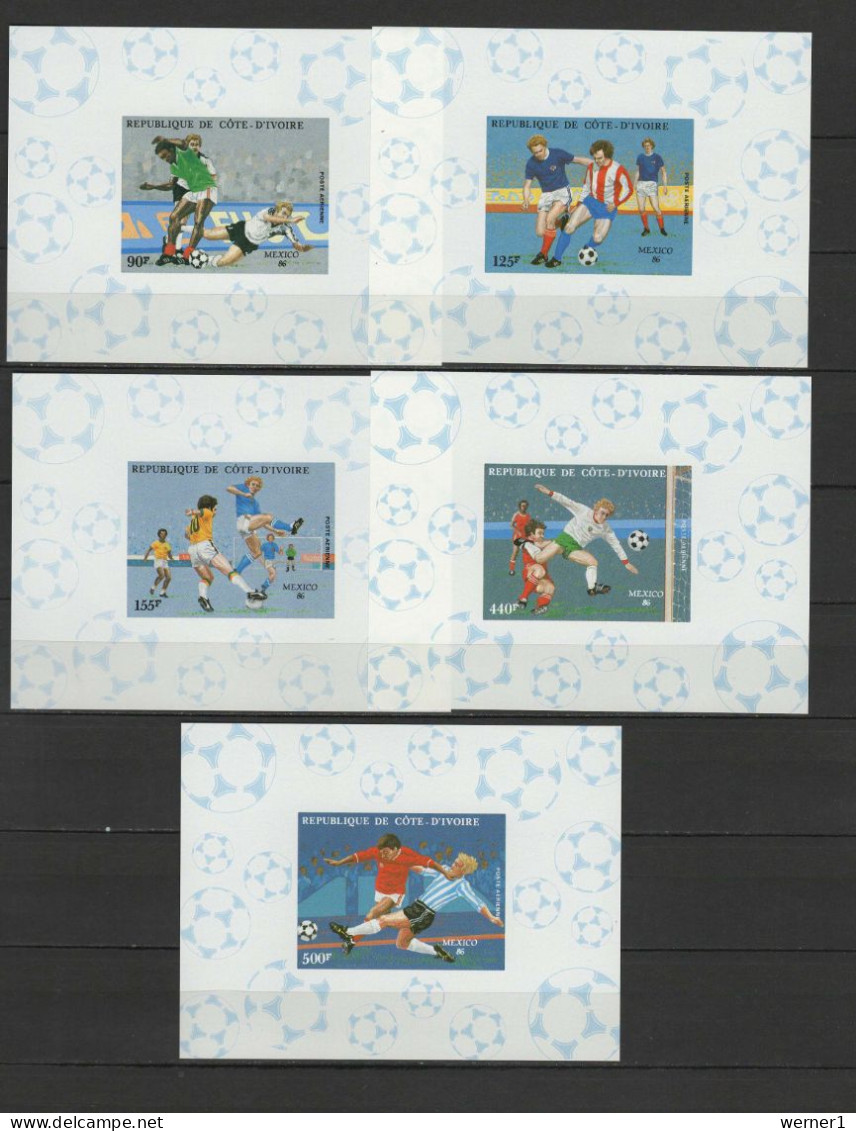 Ivory Coast 1986 Football Soccer World Cup Set Of 5 S/s Imperf. MNH -scarce- - 1986 – México